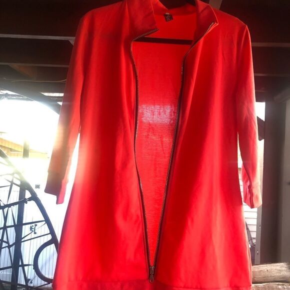 27-Neon full zipper three-quarter sleeve dress sweatshirt material.zipper flaw - Picture 2 of 6